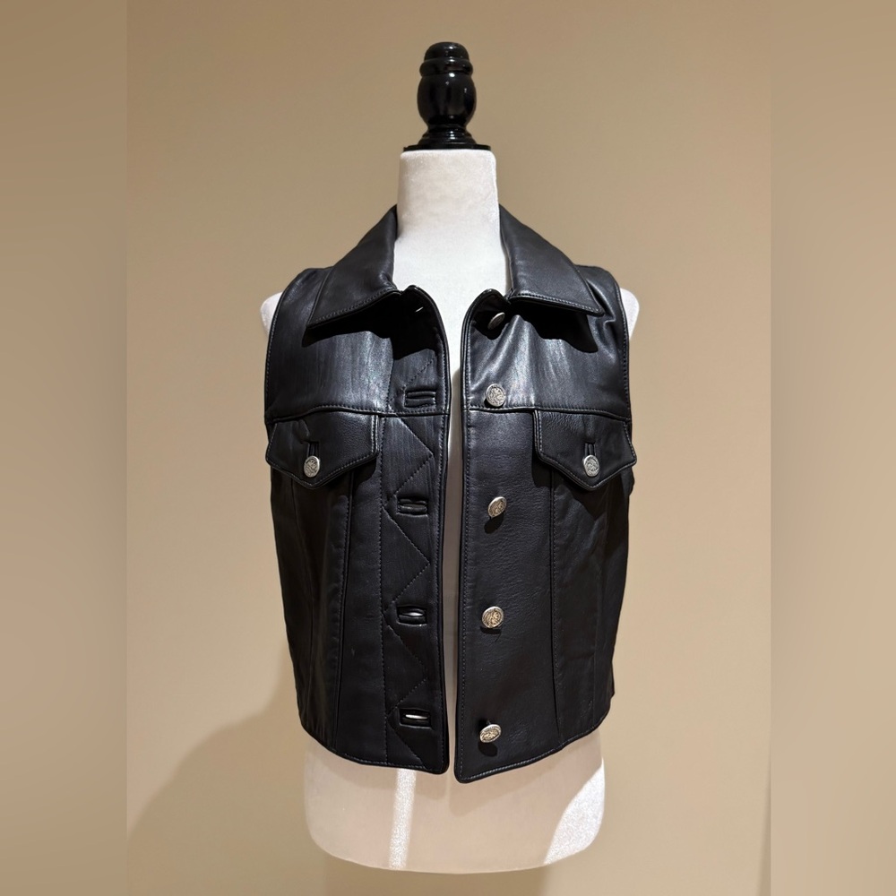 Vintage Made in Canada Black Leather Vest - S
